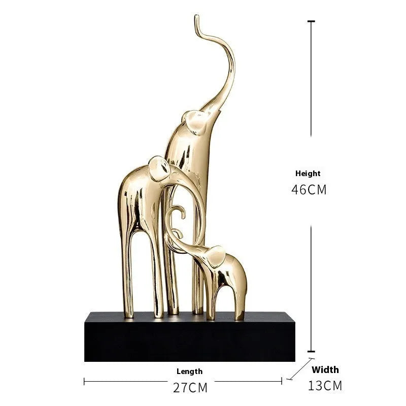 European style fortune elephant ornament made of resin in bright gold finish