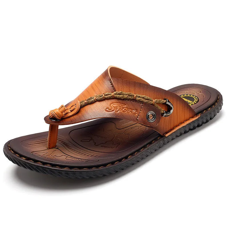 Men's dark blue herringbone pattern outdoor slippers with rubber sole, size 46