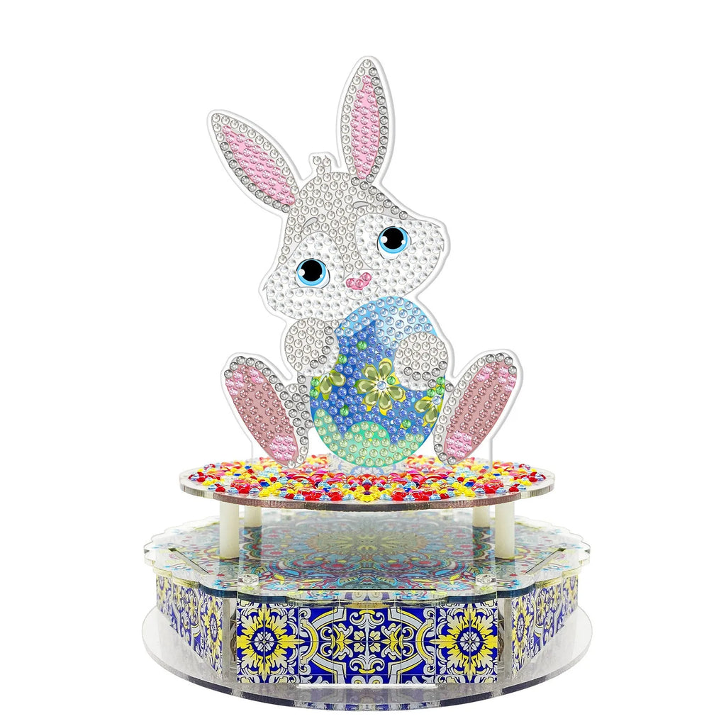 DIY diamond painting music box kit with PVC bottom plates, music movement, and light string