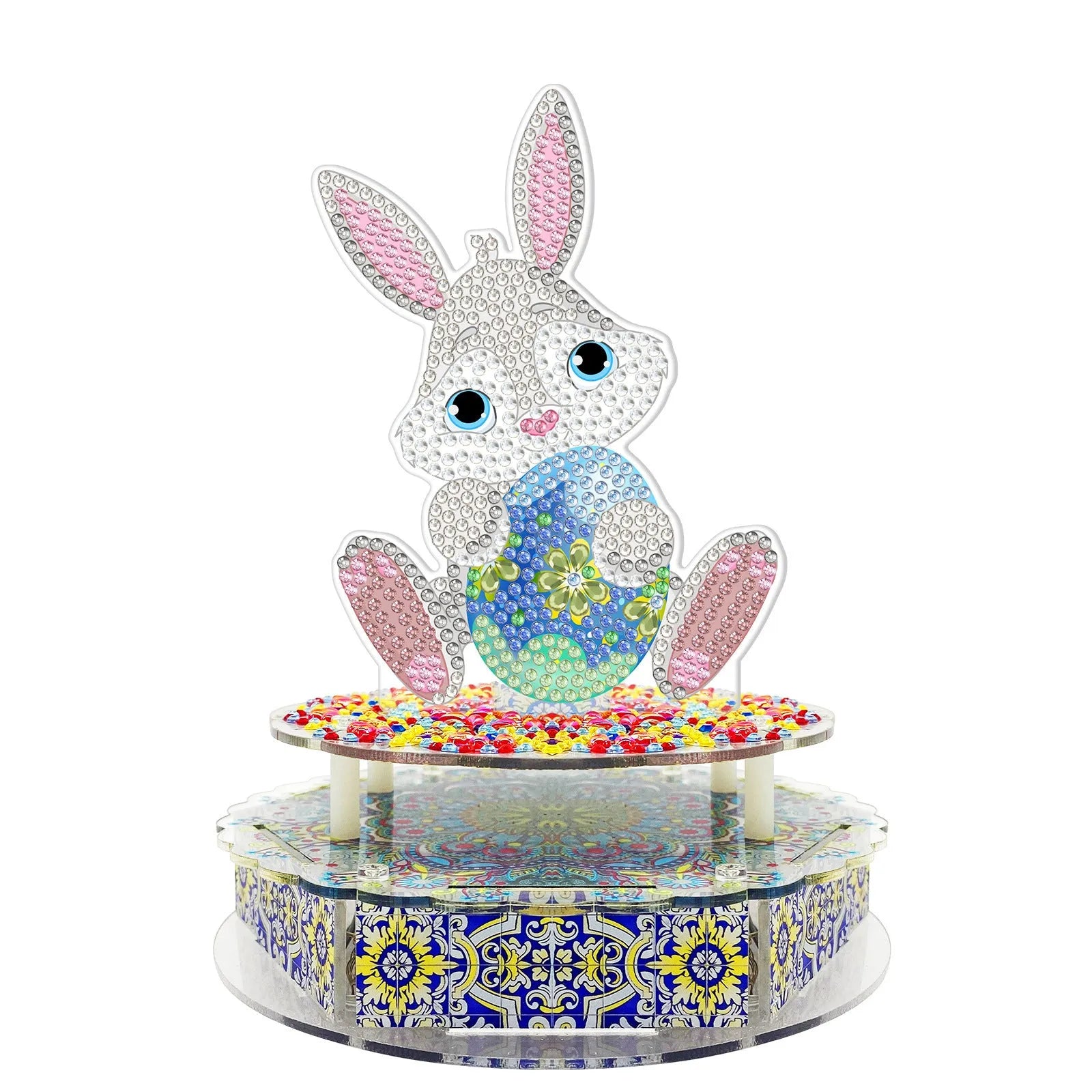 DIY diamond painting music box kit with PVC bottom plates, music movement, and light string