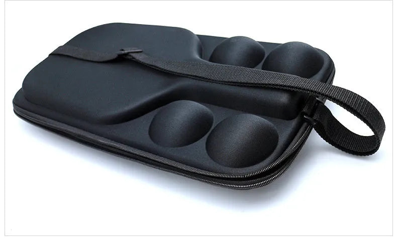 Black EVA pickleball shoulder storage bag showing double straps, sized for one paddle and four balls.
