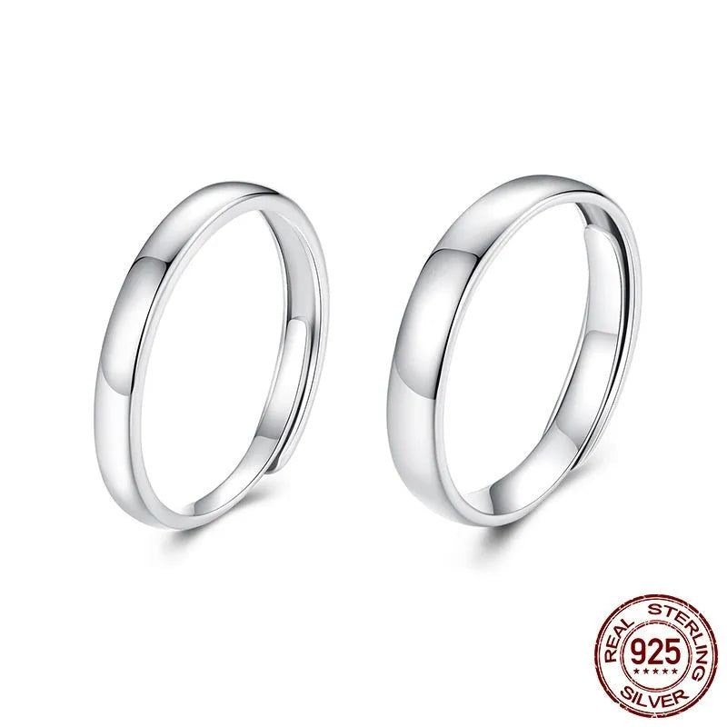 S925 sterling silver open ring with gloss finish for men and women, couple halo split ring design