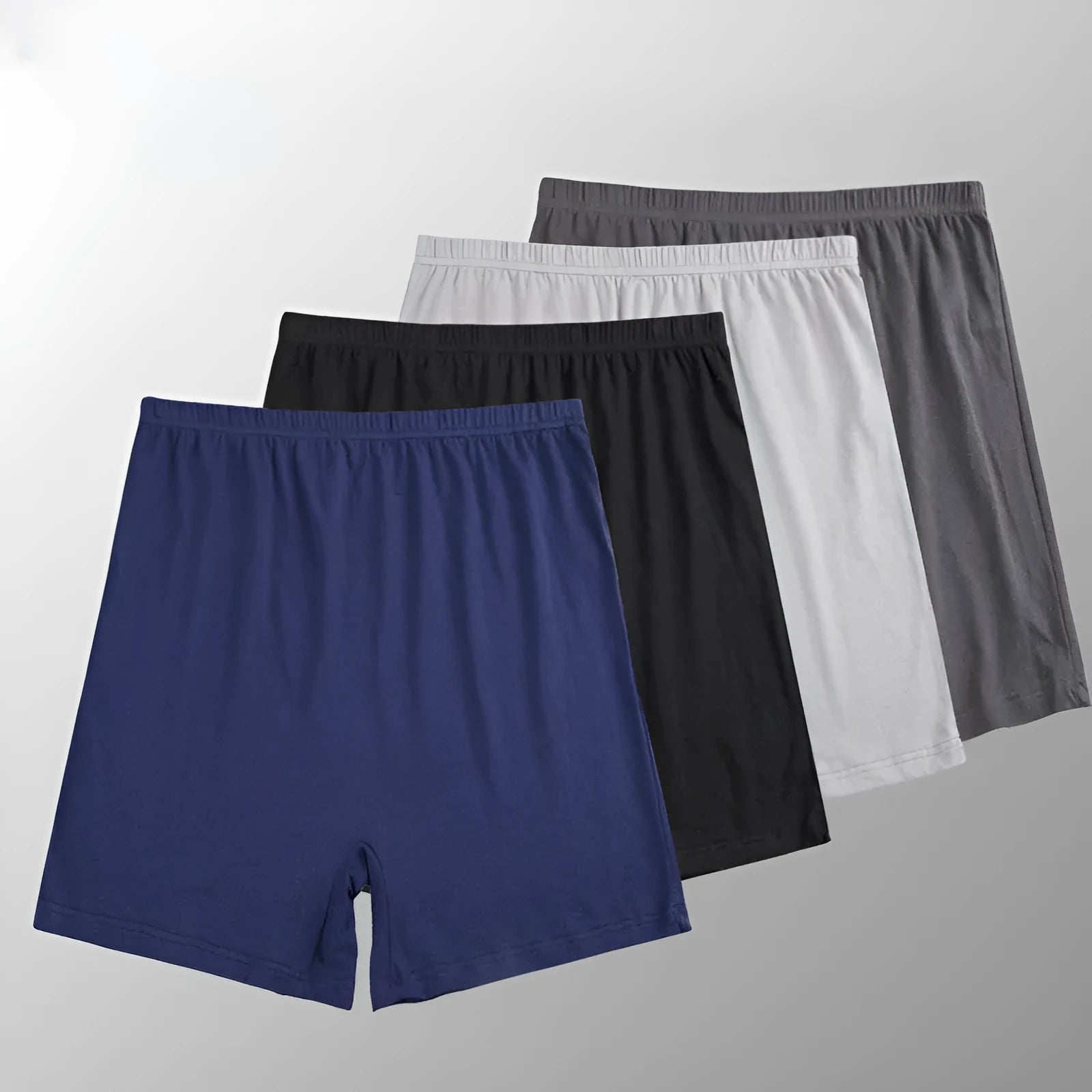 Men's solid colour high-waist boxers in modal fabric showing extended sizing options