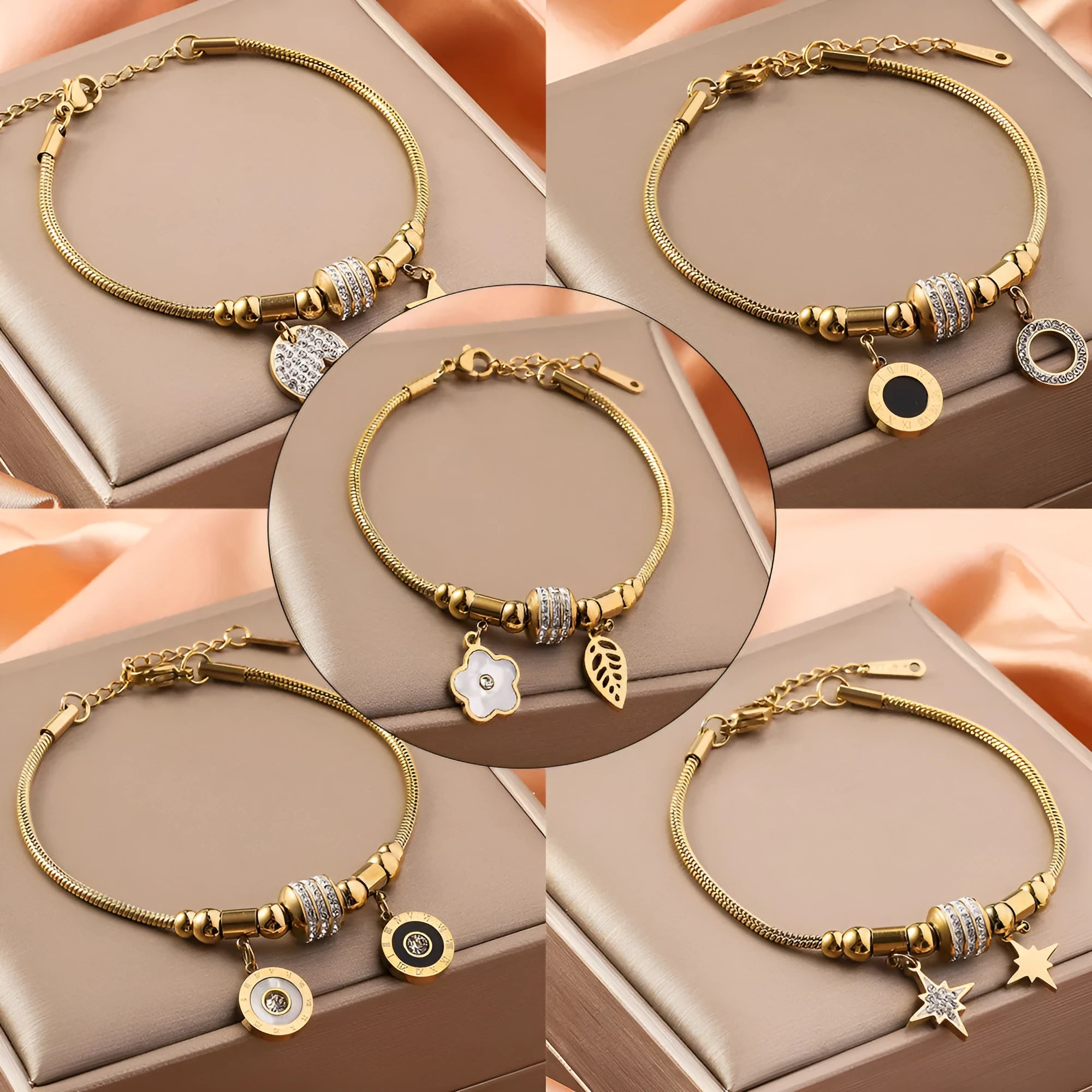 Titanium steel inlaid shell bracelet with electroplated finish, unisex fashion OL style, available in multiple colour options