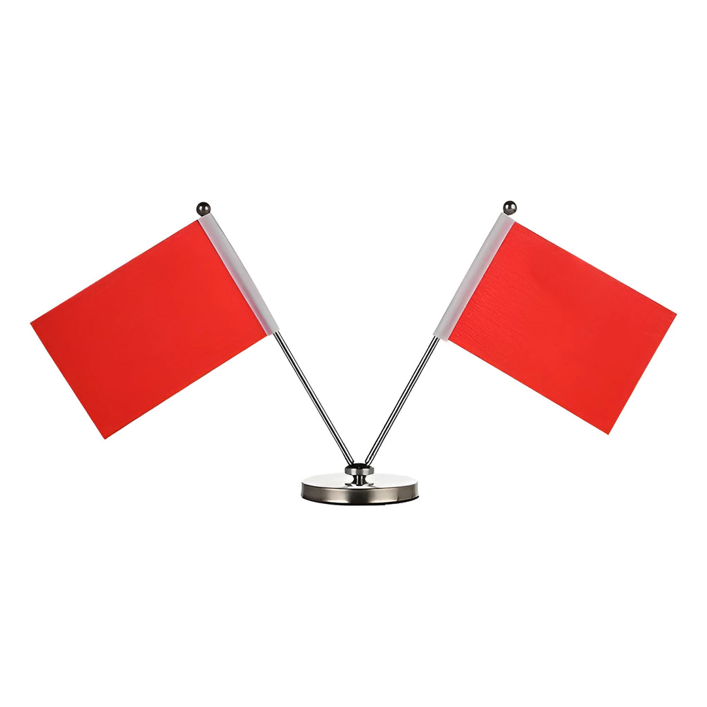 Red flag on telescopic rod car dashboard decoration with metal base simple style