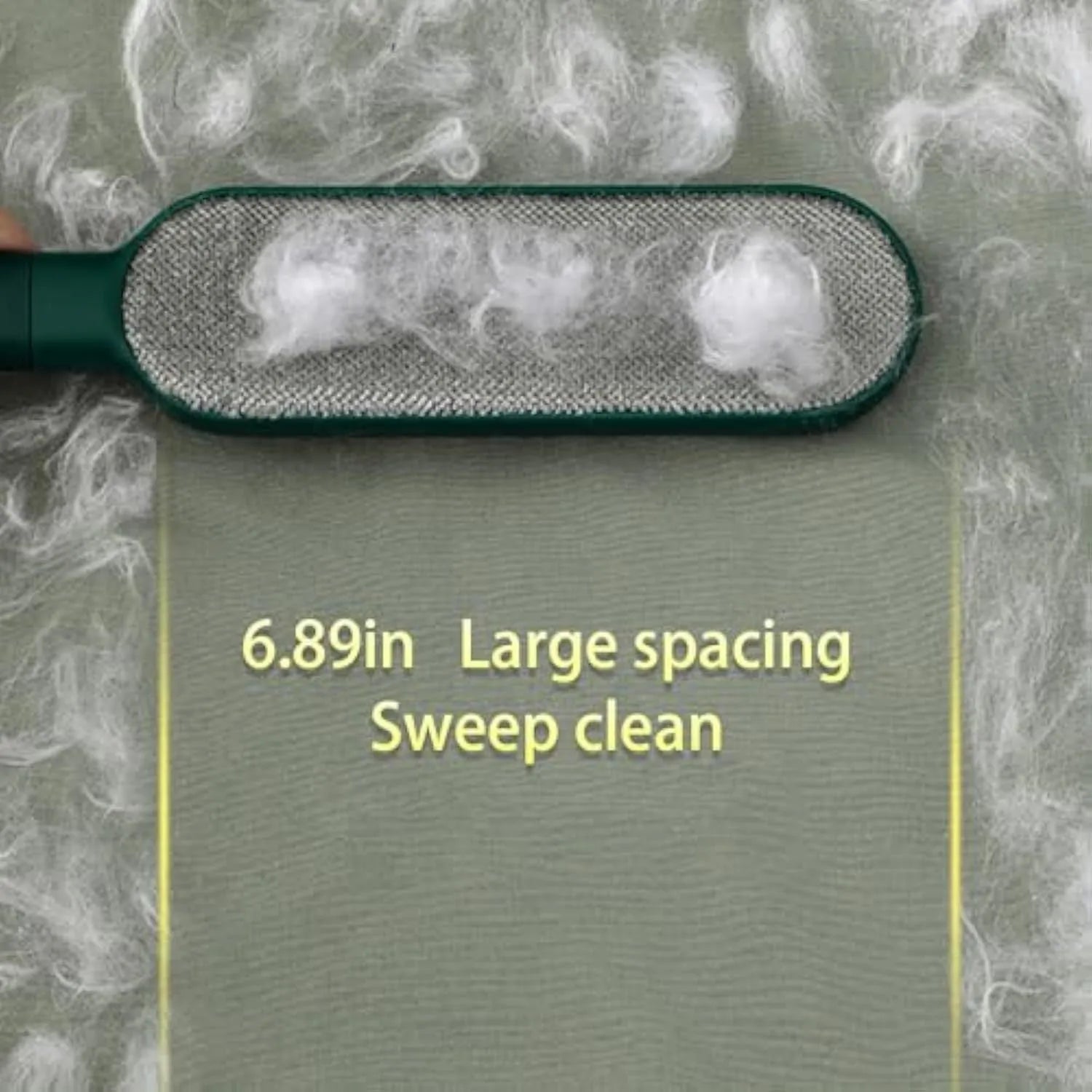 Reusable pet hair remover brush with double-sided head for clothes and furniture.
