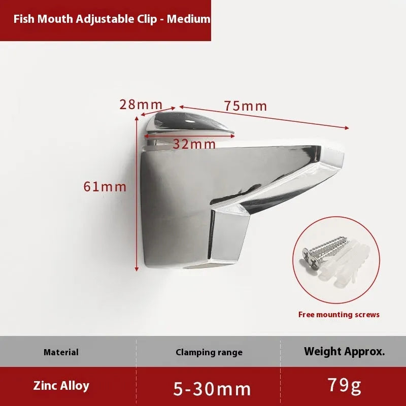 Thickened adjustable partition holder glass clip electroplated metal for shelving