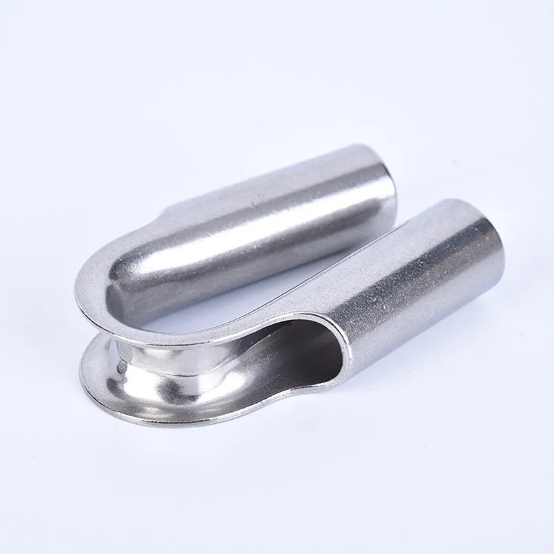Stainless steel tubular sleeve ring for pipe connections, available in multiple diameters.