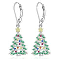 Christmas tree earring pendant with star element in white gold colour finish