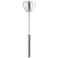 Semi-automatic stainless steel egg beater whisk with hand pressure rotating handle, 10 steel wires, silvery and white colours