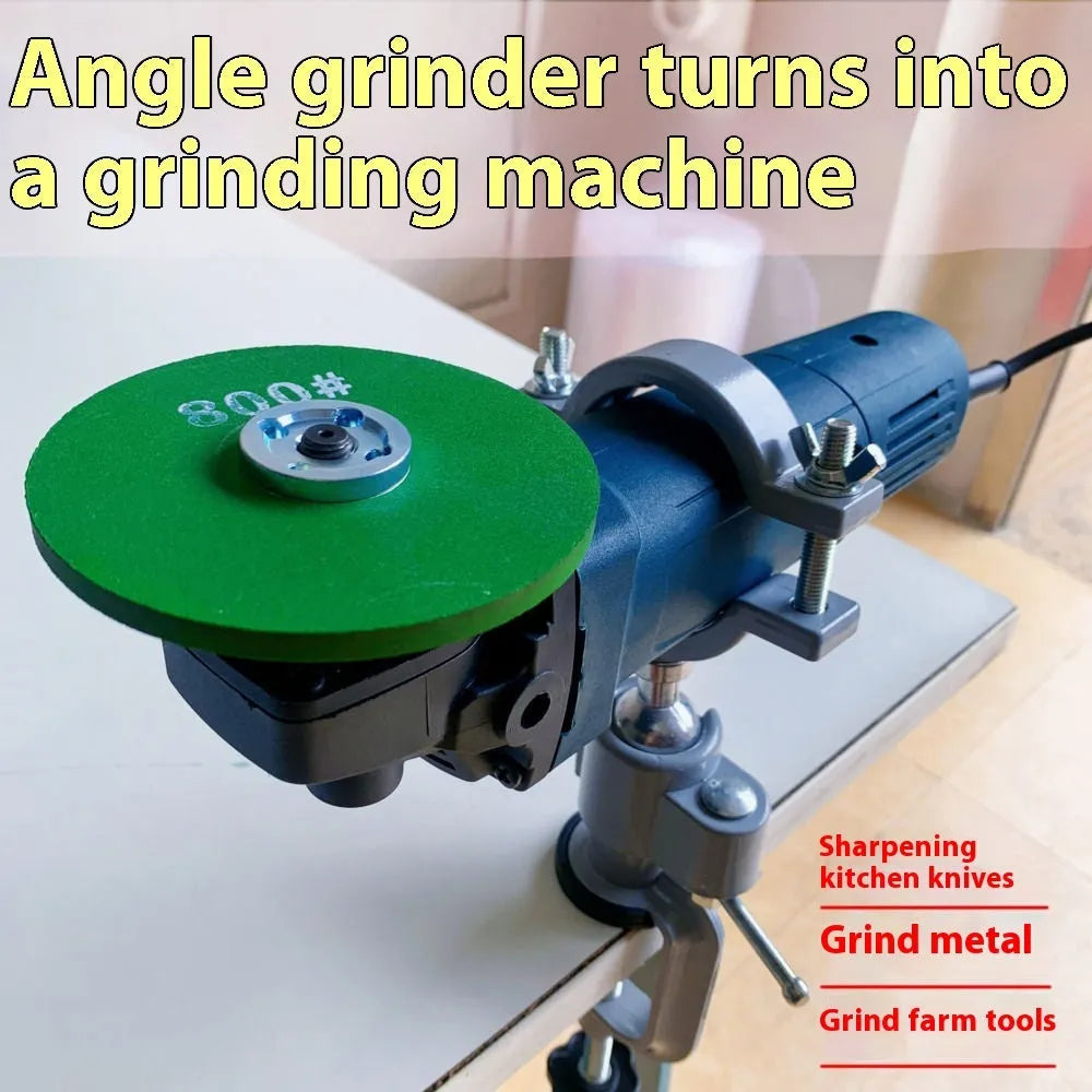 Clamp-on bench vise with 360-degree rotating head and tungsten steel pliers on a workbench.