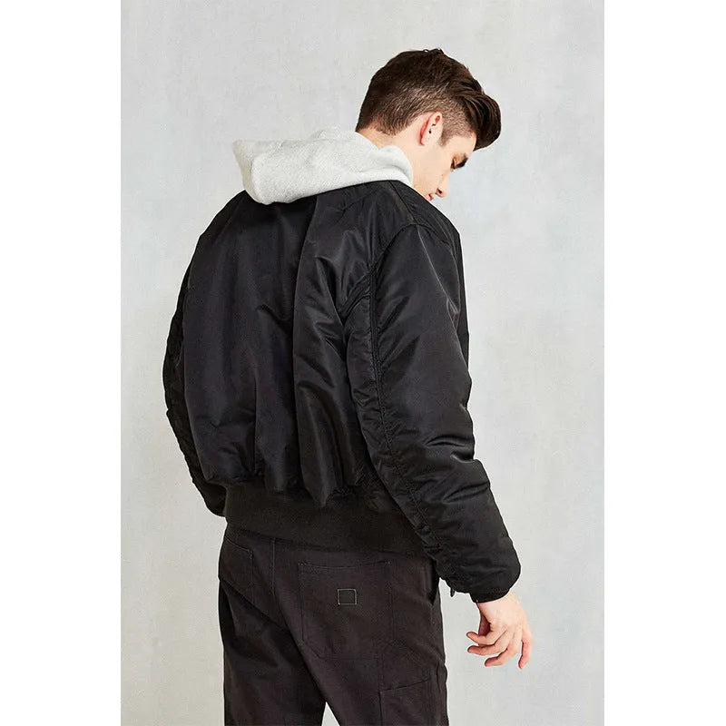 Men's loose fit pilot jacket in Army Green with cotton padding and double-sided wear-resistant nylon construction