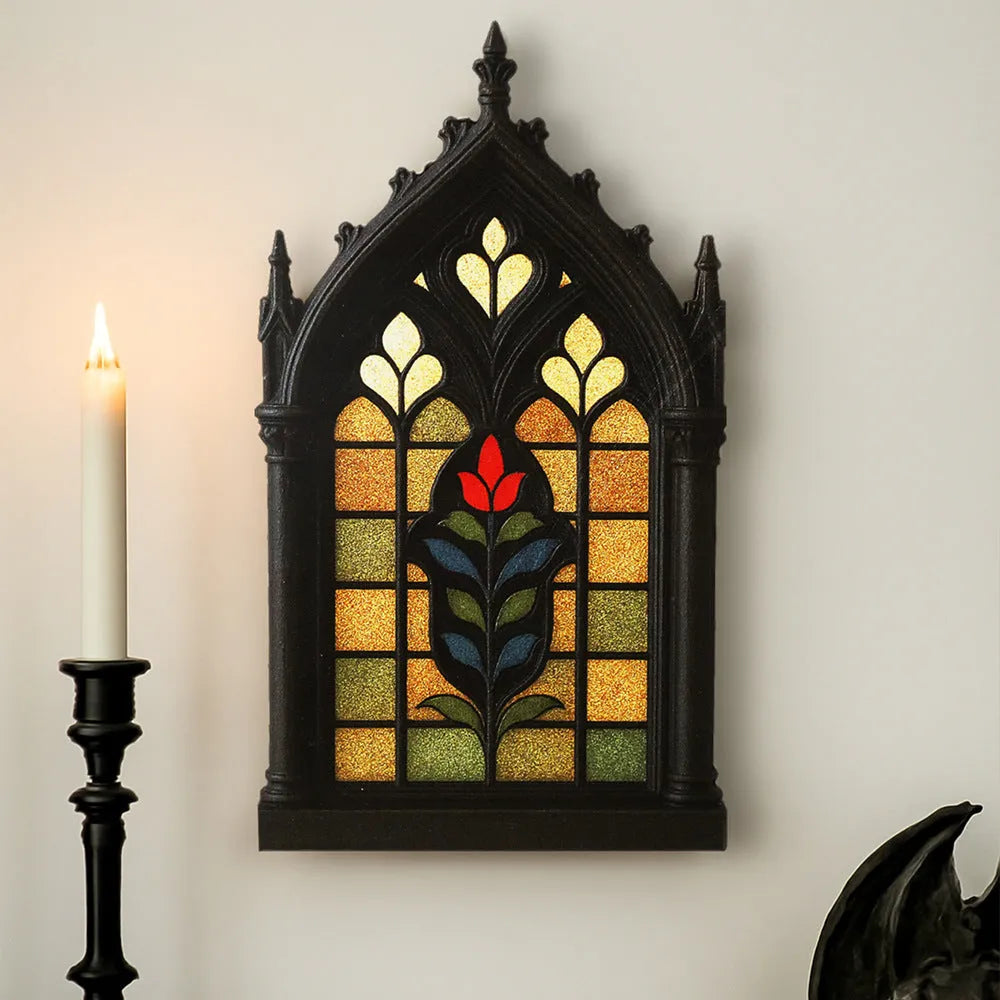 Black wooden gothic style door frame wall mounted storage rack pendant decoration