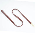Black and maroon high-grade PU leather dog traction belts showing three different length options.