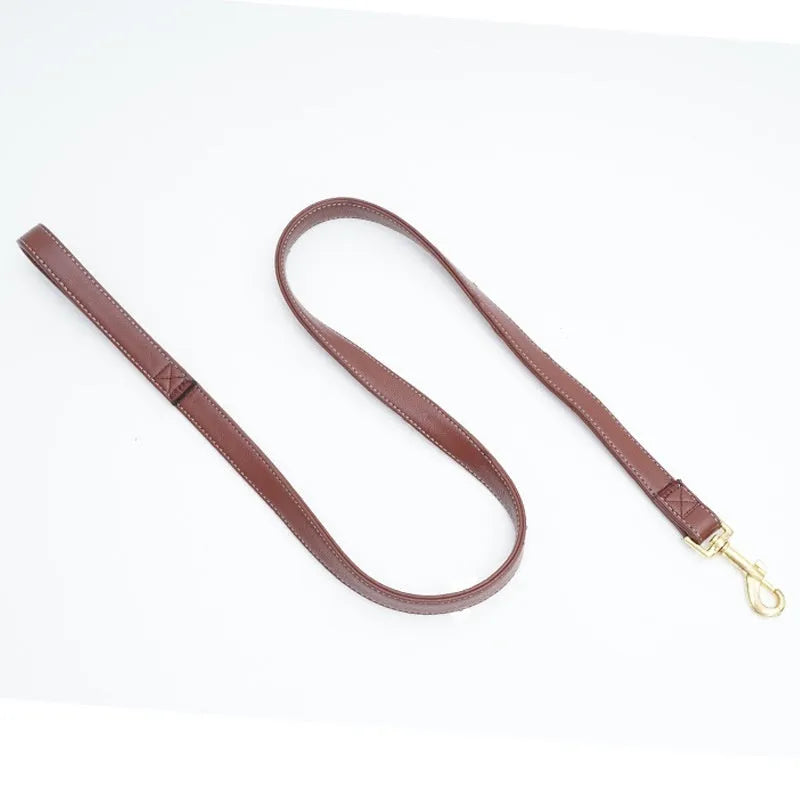 Black and maroon high-grade PU leather dog traction belts showing three different length options.