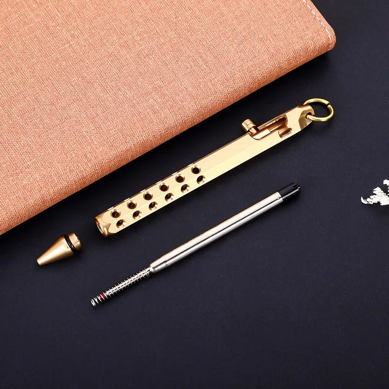 Brass hexagonal bolt rollerball pen with 0.5mm tip in natural and black finish options