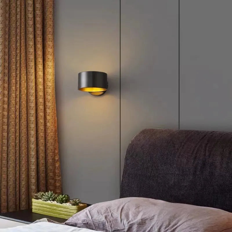 Copper wall lamp in gold or black finish for modern living room lighting