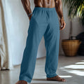 Cotton and linen straight-leg trousers in British style with side pockets available in multiple colours