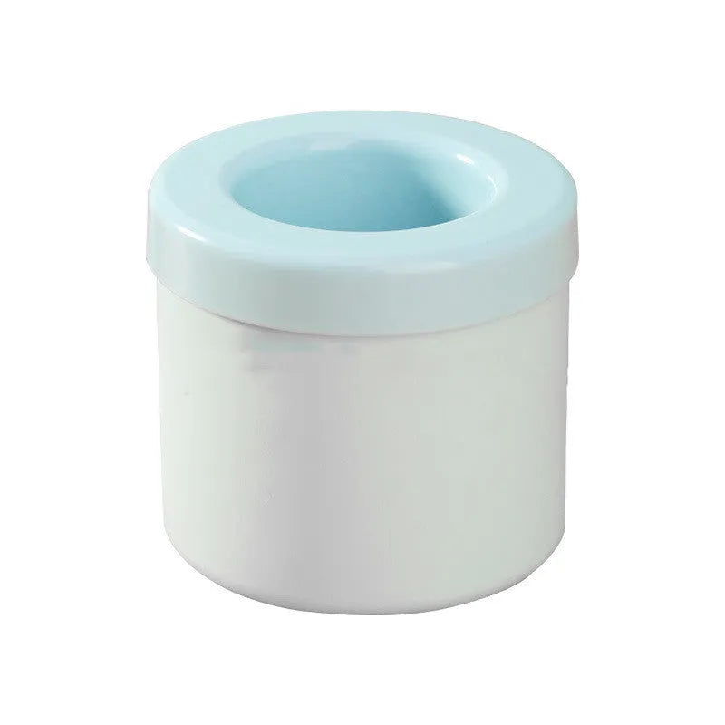 Portable 2-in-1 ice bucket mold with lid made of food-grade silicone in blue-green colour