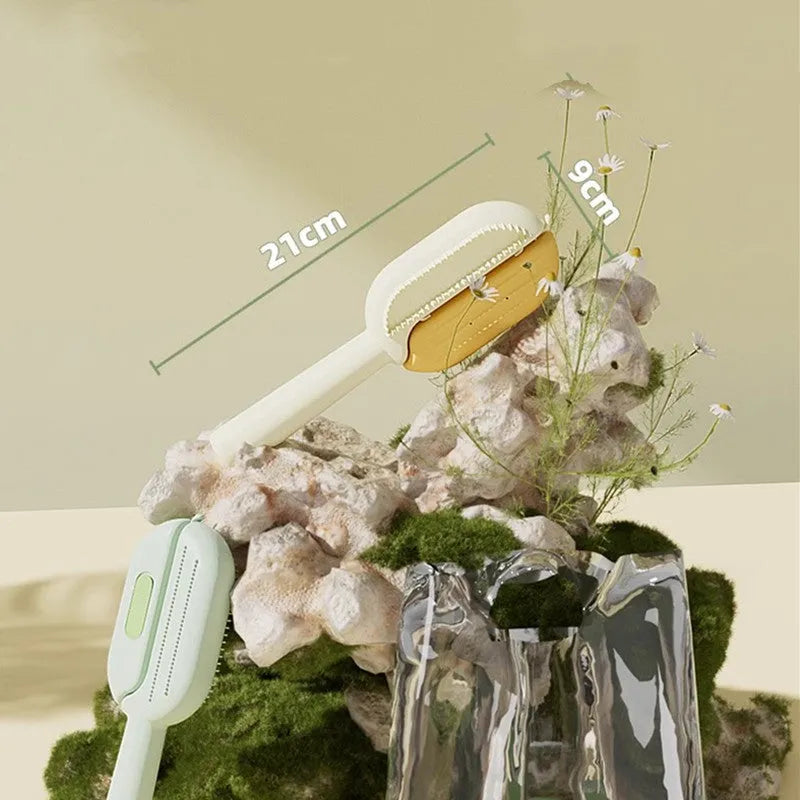 Pet grooming comb with water tank cleaning system for dog and cat floating hair removal