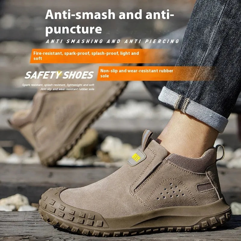 Welding work safety shoes mid-calf suede leather steel cloth 2366 Gray size 38-45 construction industry