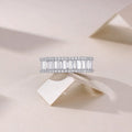 Square moissanite wedding ring set in platinum-plated S925 silver with GRA certificate and gift box