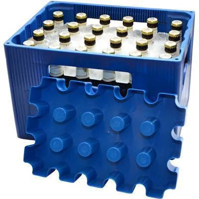 Blue PP portable ice tray maker for camping and picnic, size 34x22x6cm