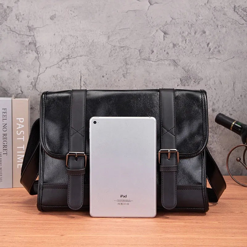 Black Korean-style men's anti-theft commuter backpack with sewing thread detailing