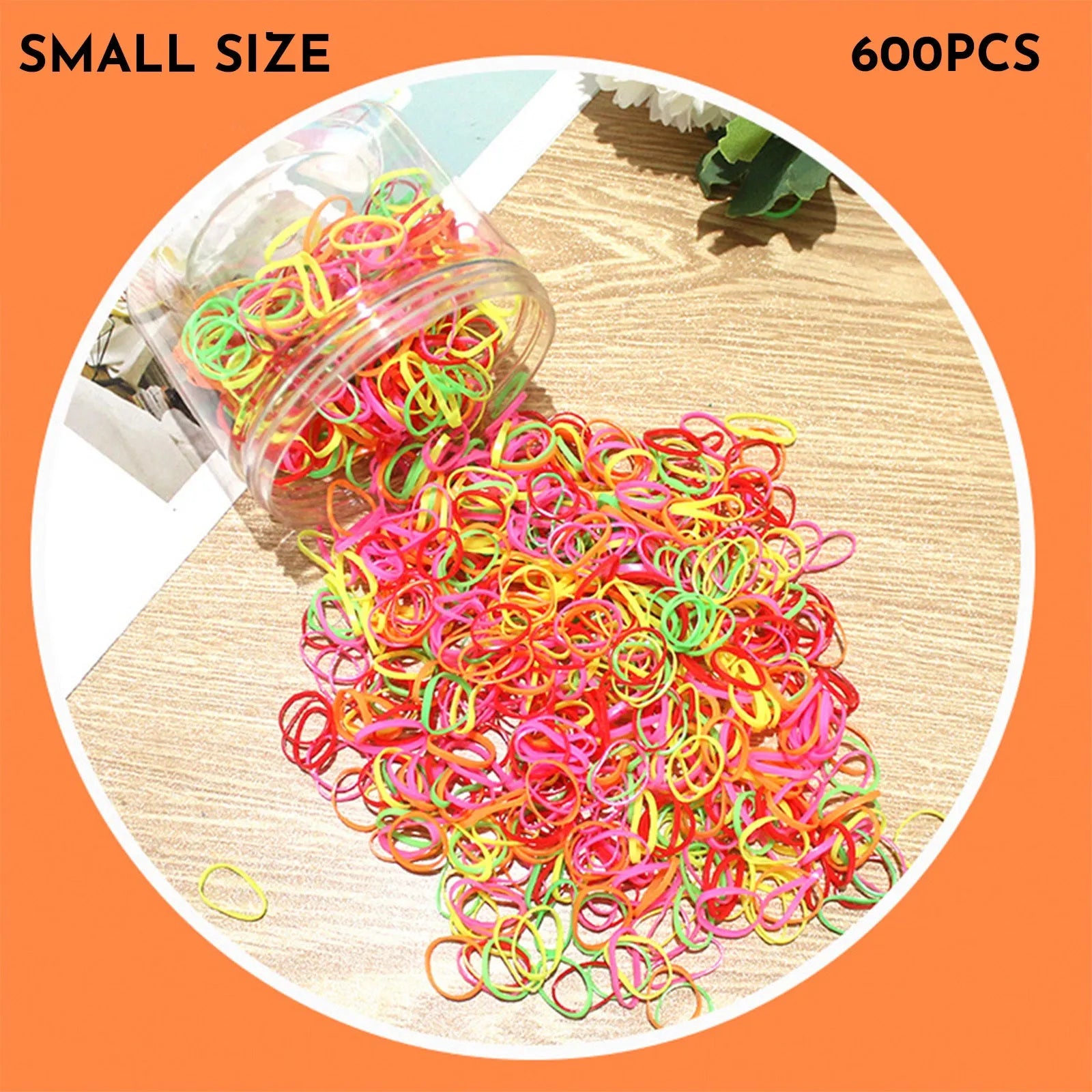 Multi-colour TPU baby hair ties in a reusable container, 300 or 600 pack for toddlers and girls with thin hair