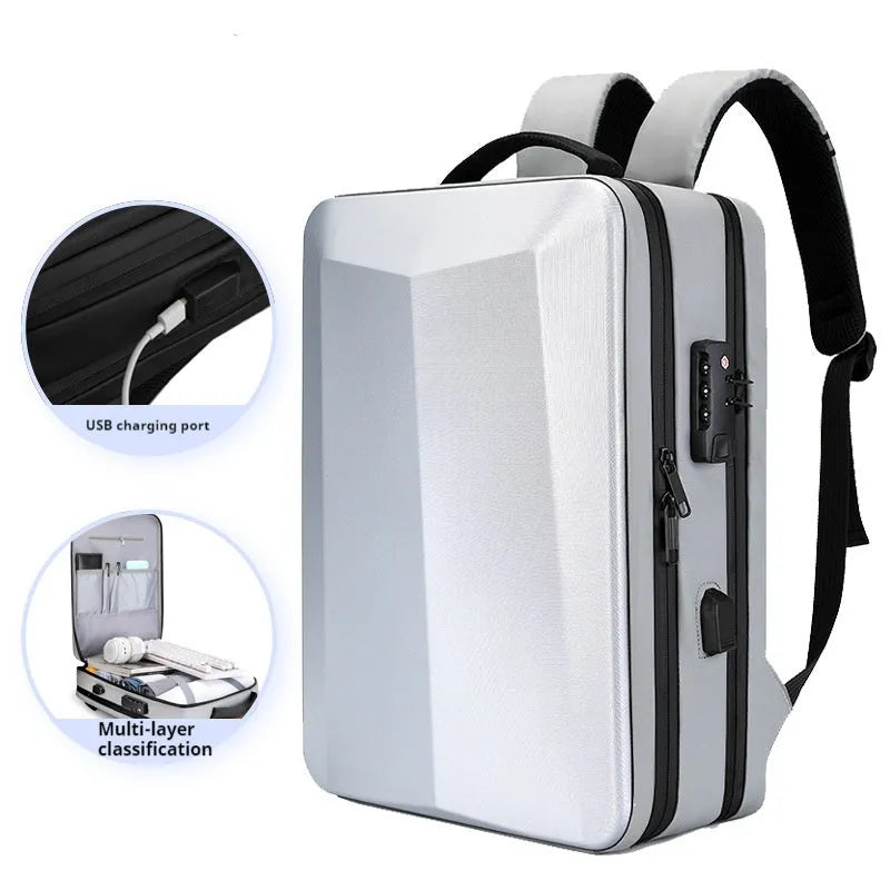 Men's waterproof business backpack in Oxford cloth with curved shoulder straps and 20-35L capacity