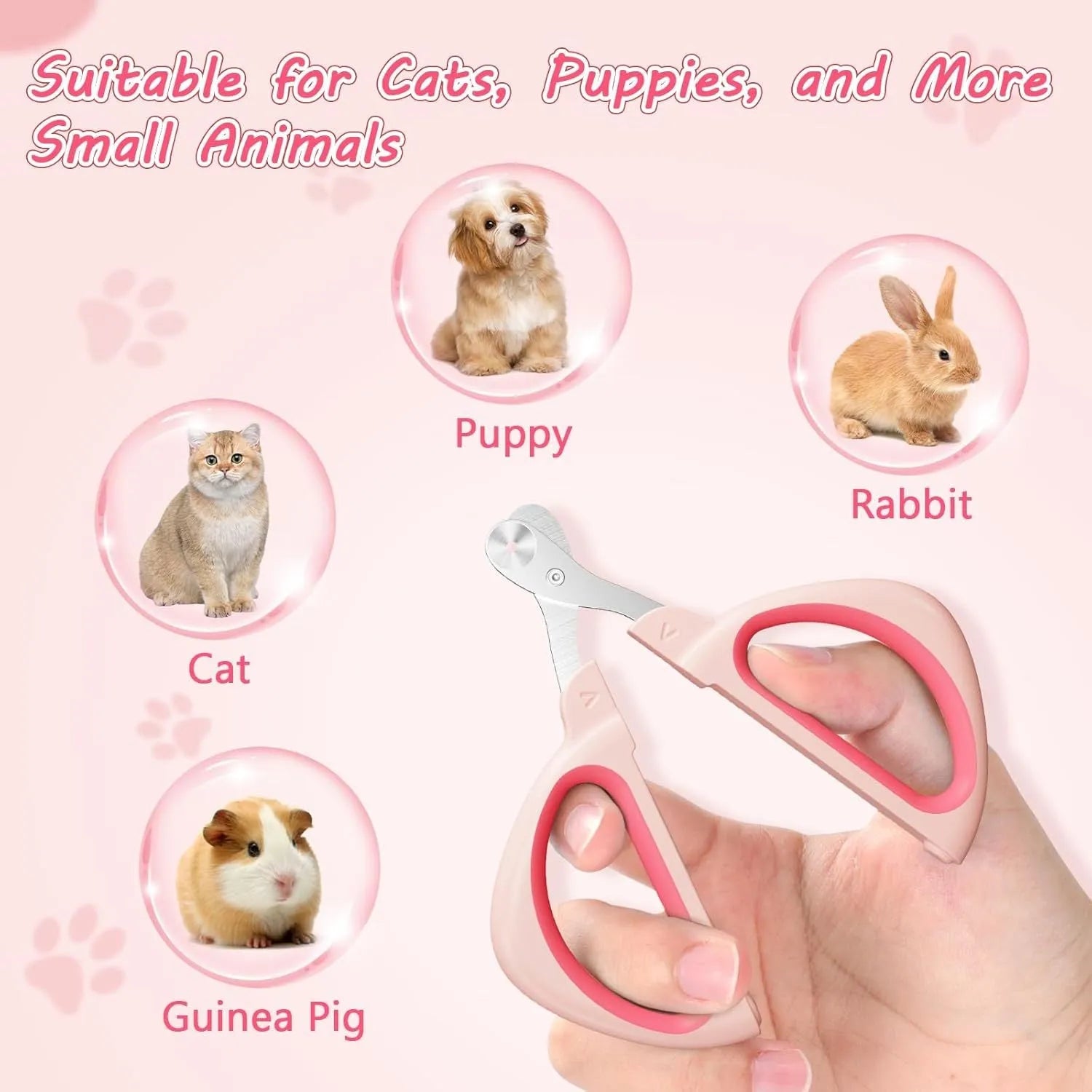 Blue pet nail clipper with a round guide hole and non-slip handle