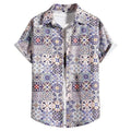 Men's slim fit Hawaiian short sleeve shirt with digital print in colour option R5R9, front view