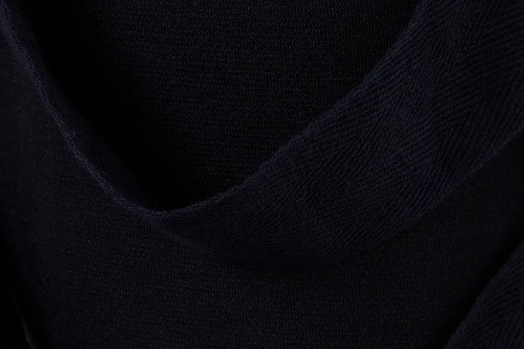 Low crotch cross pants for men in black with tapered leg and small foot opening