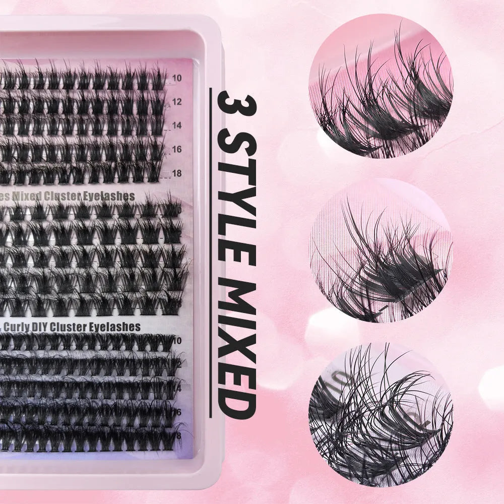 Large capacity mixed false eyelashes box with high imitation material lashes in compact storage case