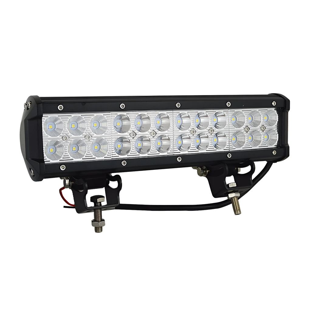 72W double row LED roof light in black aluminium housing, off-road vehicle grille light with 24 LEDs