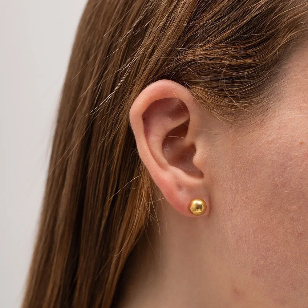 Stainless steel ball stud earrings geometric minimalist design multiple sizes