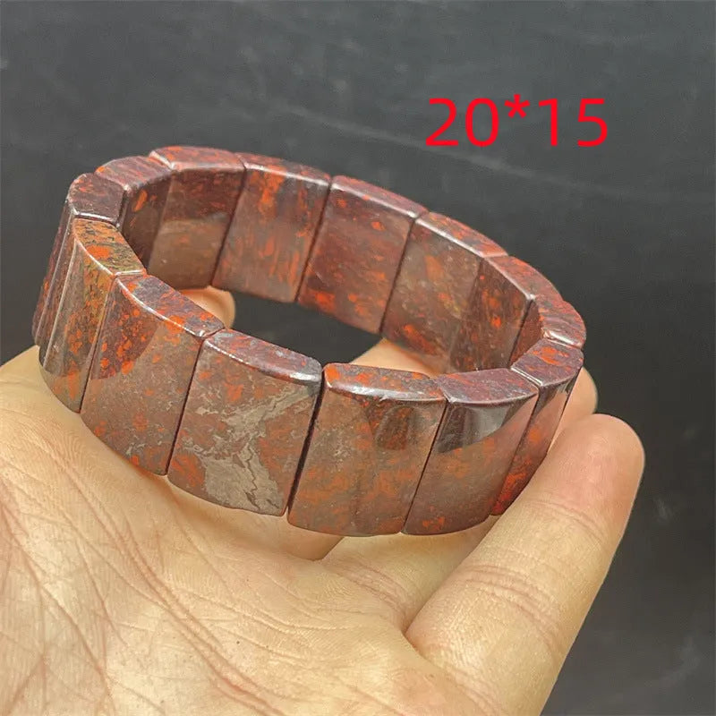 Bloodstone meteorite bracelet for men and women in natural quartz rock jade, modern simplicity style