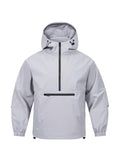 Men's Korean-style loose half-zip hooded corduroy sweater jacket in solid colour