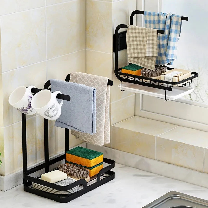 Foldable plastic kitchen storage rack in new Chinese style for wall mounting or desktop use.