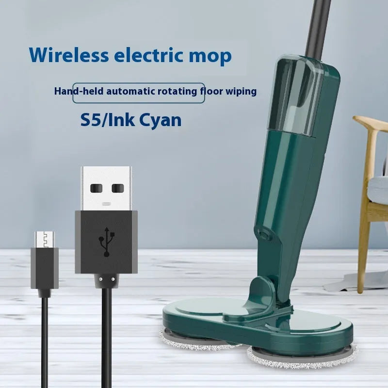 Wireless floor cleaning robot in S5 Green colour showing sweeping brushes and mopping pad attachment