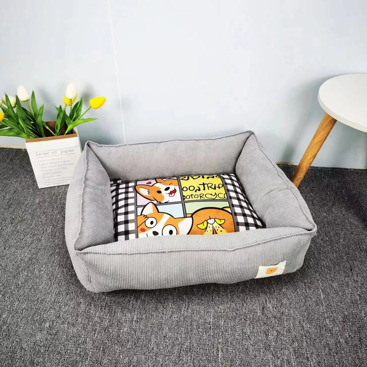 Fine velvet pet nest in Chinese red colour, 60x50cm size, for dogs and cats
