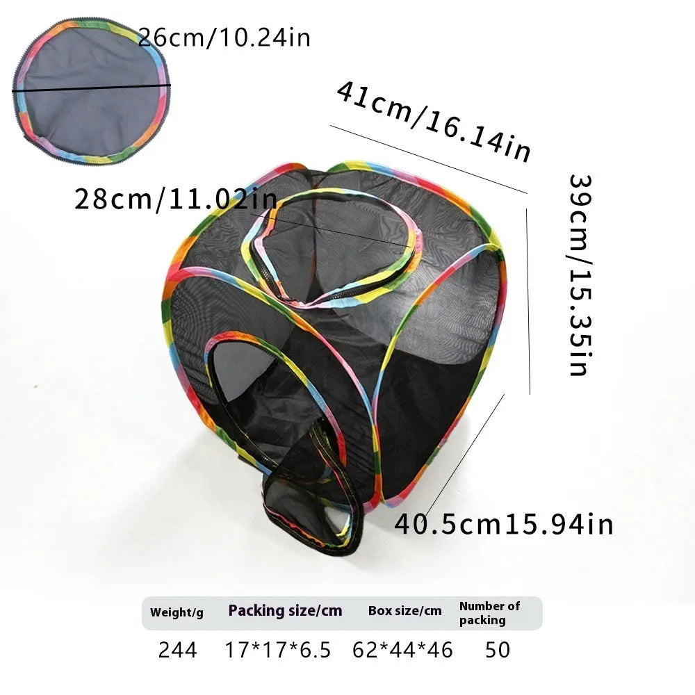 Foldable mesh cat roll cage toy shown in five different model styles