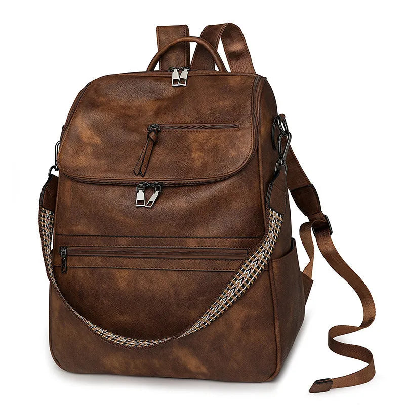 Retro style PU backpack with curved shoulder straps in one of six colour options