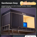 Gentleman grey bed curtains with integrated mosquito net for 0.9m beds showing five-side shading design
