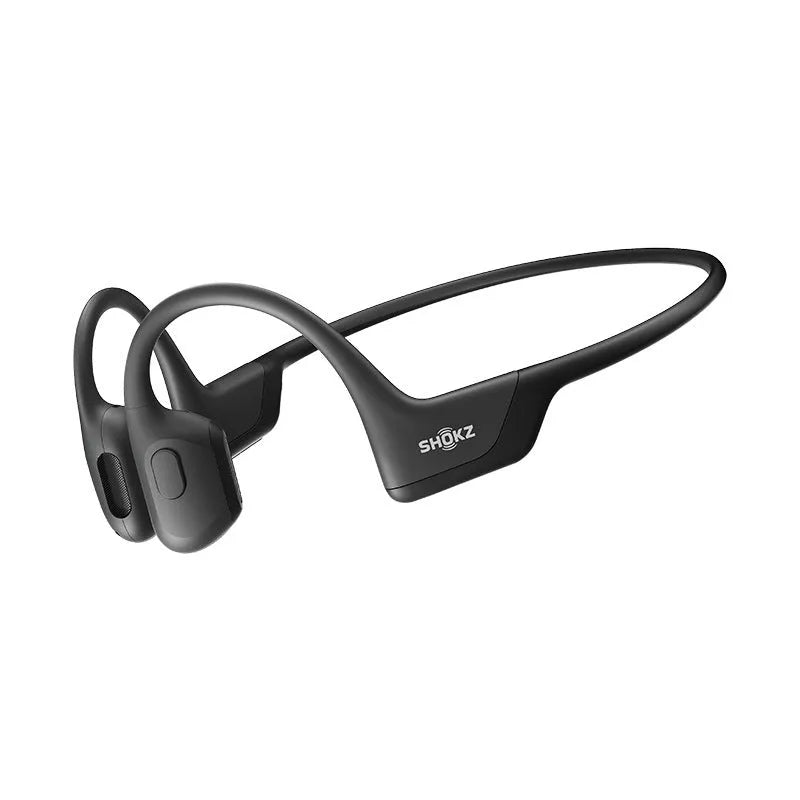 Bone conduction wireless earphones in Knight Black with titanium alloy frame and neck-hanging design