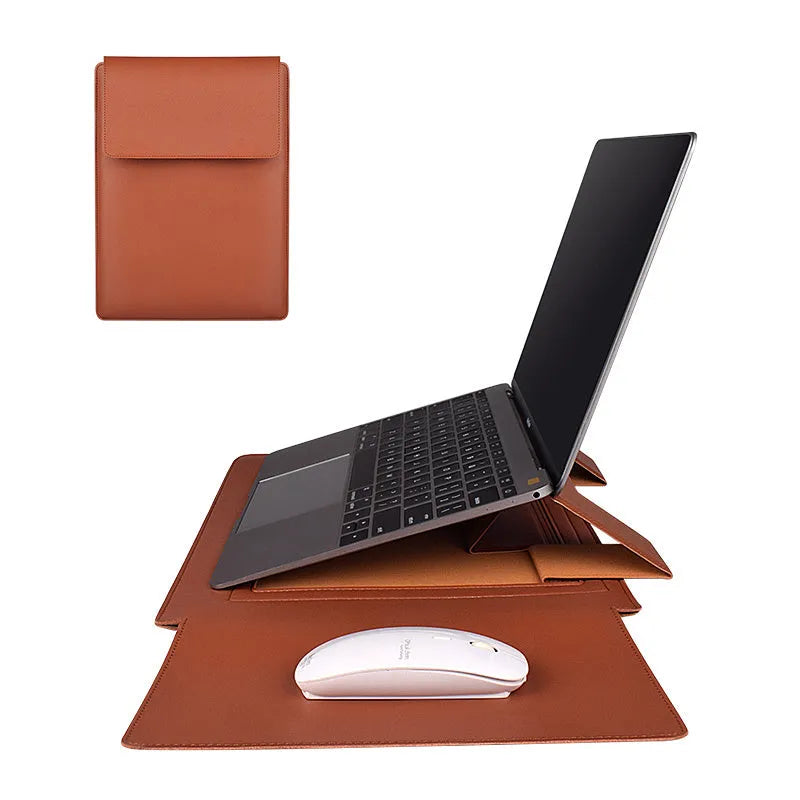 Imitation leather clamshell notebook sleeve for 13.3 or 15.6 inch laptop, black colour