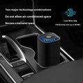 Mini car air purifier in black and white options with USB cable and filter element