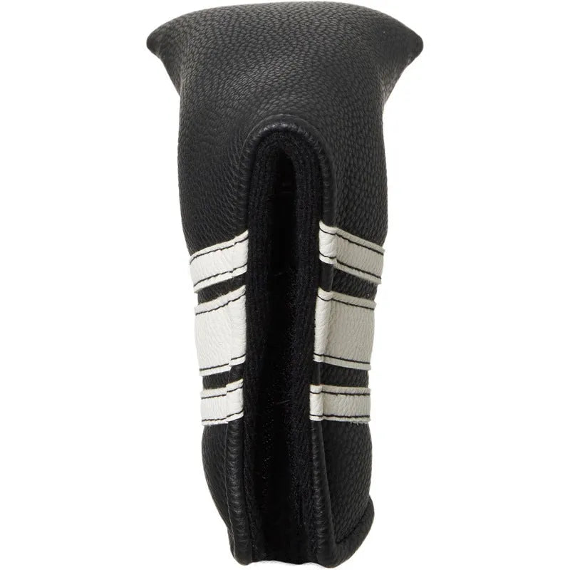 Black PU leather golf push rod sleeve and matching club head cover set for club protection