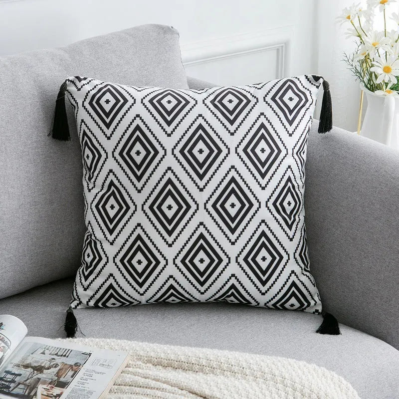 Bohemian national throw pillow pillowcase in light gray, 30x50cm, polyester fibre, for living room decor