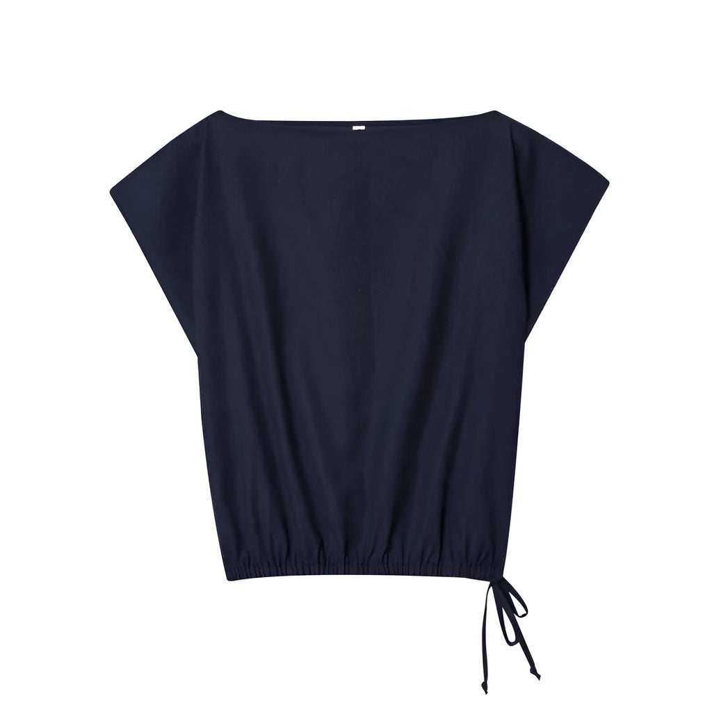 Women's linen style shirt with flounced sleeves and matching wide-leg trousers co-ordinated set